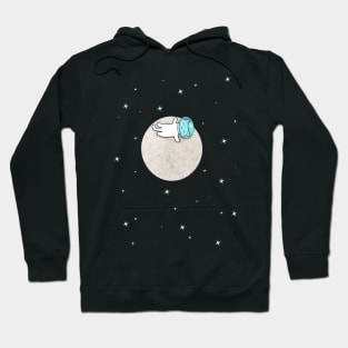 Cute cat sleeping on a moon Hoodie